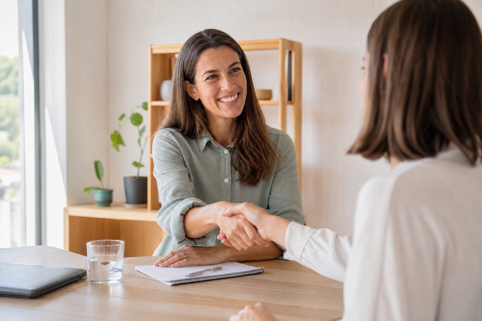 Persona che si prepara a fare bella figura a un colloquio con un cliente