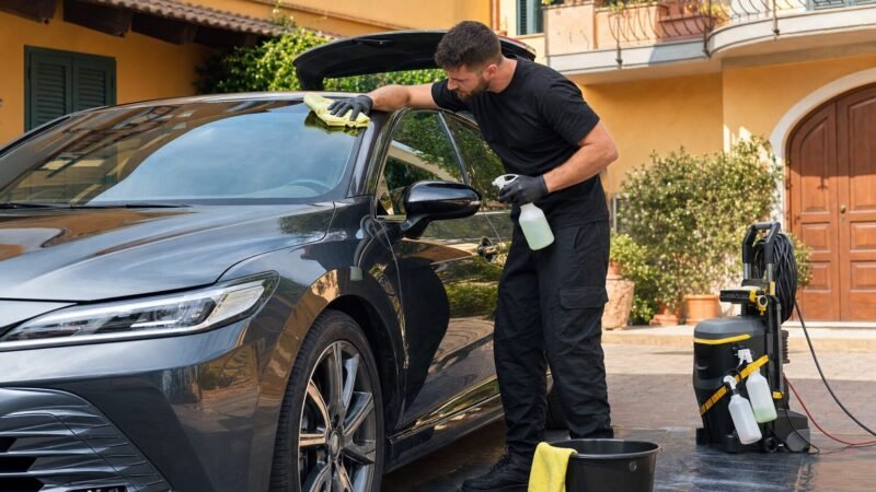 Servizio di lavaggio auto a domicilio con attrezzatura professionale