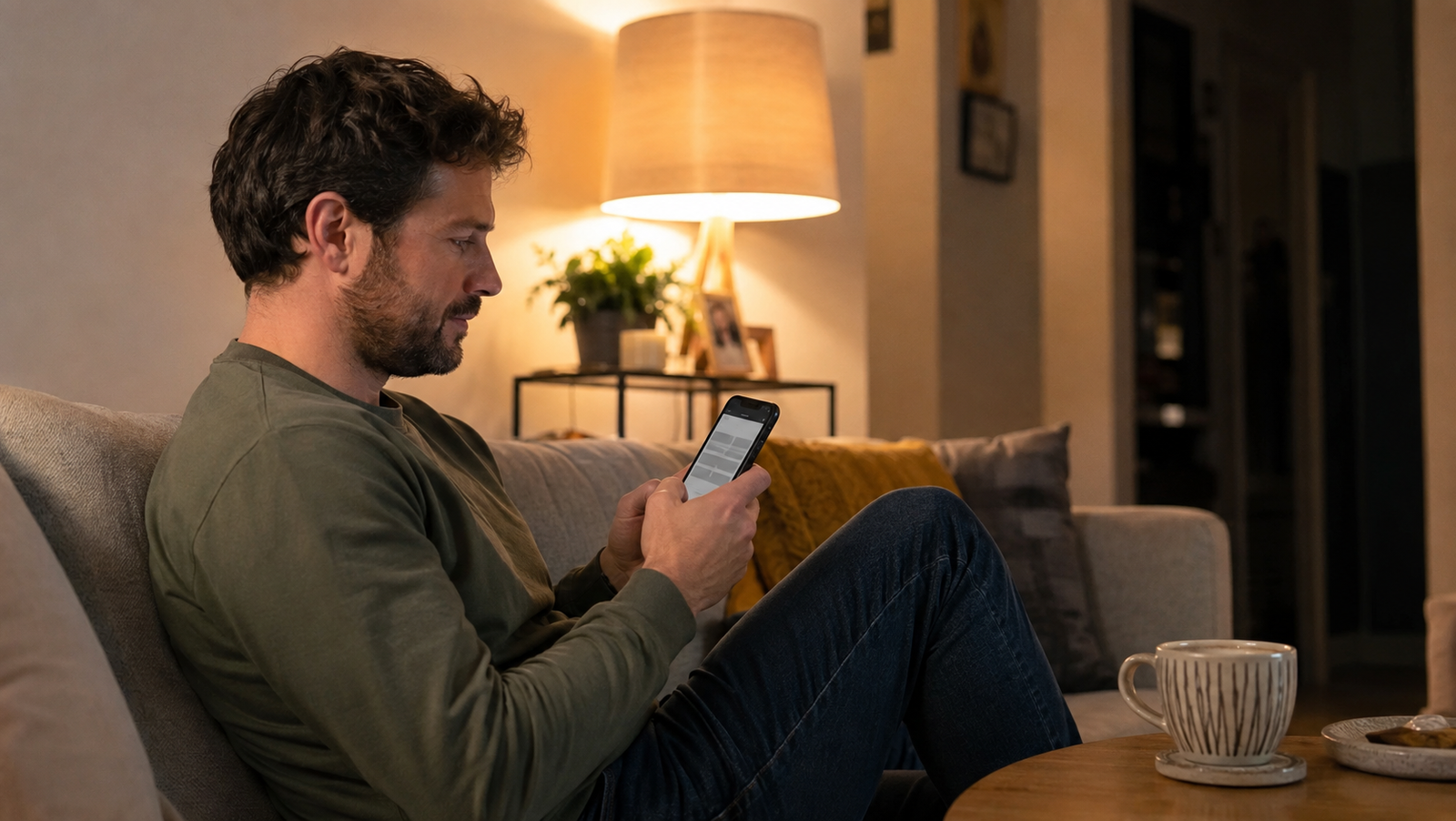 Persona che pubblica dallo smartphone un annuncio per offrire i propri servizi